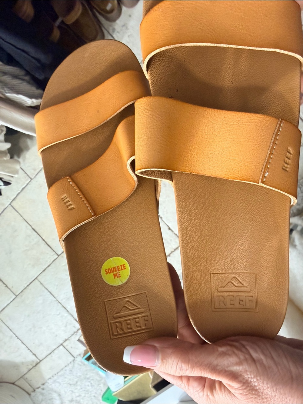 Reef Tan and Camel Dual-Strap Slide Sandals - Picture 7 of 8